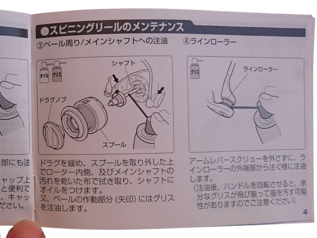 説明書:メインシャフトへの注油