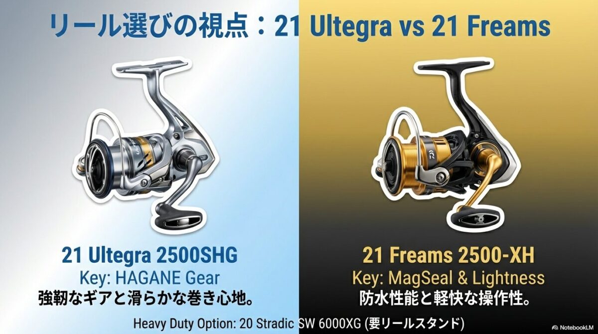 リール選びの視点：21Ultegra vs 21Freams